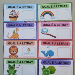 Qual é a Letra: fichas com figuras para descobrir a letra inicial