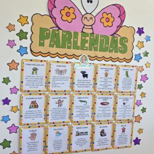 Parlendas para imprimir: 30 cartões ilustrados com rimas e painel decorativo